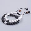 Natural Lava Rock & Howlite Round Beaded Bracelets for Men BJEW-JB02954-1