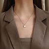 Natural Shell Square Pendant Necklace with Stainless Steel Chains TM4742-1-6