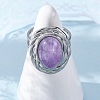 Oval Natural Amethyst Finger Rings RJEW-M063-01P-16-2