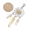 Alloy Woven Net/Web with Natural Yellow Quartz Pendants Decorations HJEW-TA00194-01-3