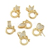 Brass Micro Pave Clear Cubic Zirconia Twister Clasps KK-P293-02-G-1