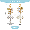 Cross Pearl Alloy Pendant Decorations HJEW-AB00163-2