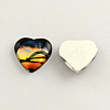 Dusk Theme Couple Pattern Printed Glass Heart Cabochons X-GGLA-S021-20mm-02-2
