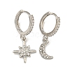 Clear Cubic Zirconia Star & Moon Asymmetrical Earrings MOST-PW0001-064P-1