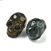 Halloween Natural Moss Agate Skull Figurines DJEW-L021-01A-2
