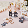 4Pcs 2 Styles Acrylic & Suede Tassel Pendant Keychain KEYC-AB00034-4