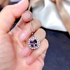 Square Alloy Rhinestone Pendant Necklace & Stud Earring & Finger Ring Sets WG30FCB-02-2