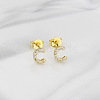 Brass Clear Cubic Zirconia Stud Earrings WGC2A80-03-1