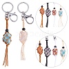 4Pcs  2 Colors Macrame Fringe Braided Keychain AJEW-SW00014-06-2