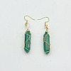 Aventurine Hexagon Handmade Copper Wire Wrapped Earrings Natural Stone Column Earrings ND6138-4-1