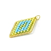 Glass Seed Beaded Rhombus Pendants PALLOY-MZ00528-02-3