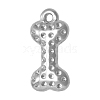 304 Stainless Steel Cartoon Dog Bone Pendant Rhinestone Settings PW-WGEB7DB-01-1