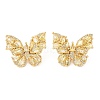 Rack Plating Brass with Cubic Zirconia Stud Earrings for Women EJEW-G394-06G-05-2