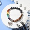 Chakra 8mm Gemstone & Wood Round Beaded Stretch Bracelets BJEW-JB10906-01-2