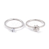 Flower 304 Stainless Steel Finger Ring Set for Women RJEW-C086-28-P-2