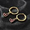 Heart Brass Hoop Earrings EJEW-Z086-16G-2