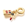 Brass Enamel Lipstick & Eyeshadow European Dangle Charms KK-U048-05G-03-2