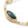 Natural Paua Shell Oval Link Bracelet with Pearl Beaded BJEW-C051-37G-2