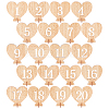 Heart Wooden Table Number 1-20 with Base DJEW-WH0033-61-1