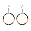 4 Pairs 4 Color Glass Seed Beaded Big Circle Dangle Earrings Set EJEW-TA00178-4