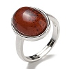 Natural Red Jasper Oval Adjustable Rings RJEW-K371-07S-11-2