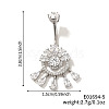 Brass Full Crystal Rhinestone Shiny Hollow Flower Ring Tassel Curved Barbell Belly Button Rings CT4144-5-2