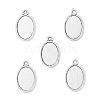 Tibetan Style Antique Silver Alloy Flat Oval Pendant Cabochon Settings LS-TIBEP-M022-36AS-1
