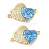 Rack Plating Brass Micro Pave Clear Cubic Zirconia Connector Charms KK-P268-20G-03-1