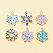 6Pcs 6 Styles Christmas Zinc Alloy Enamel Pendants FIND-FS0001-78