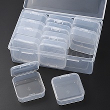 12Pcs Square Plastic Organizer Beads Storage Containers CON-YW0001-35