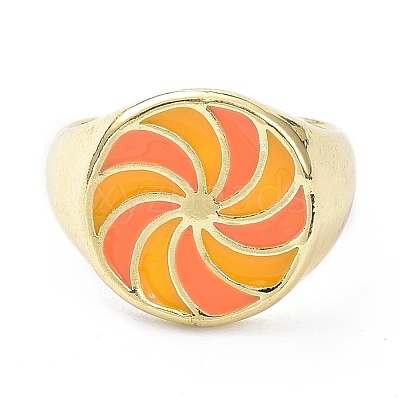 Pinwheel Pattern Alloy Enamel Finger Rings RJEW-Z008-15LG-E-1