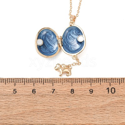 Magnetic Brass Enamel Egg Locket Pendant Necklaces for Women KK-CBAF5B9-02G-02-1