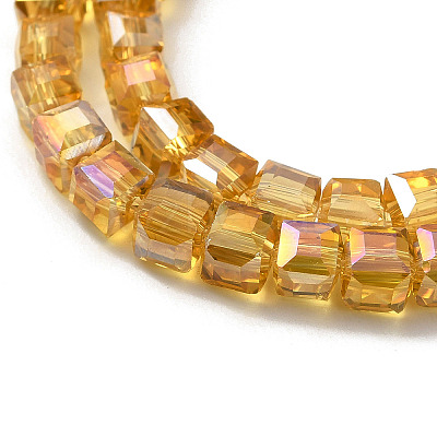 Electroplate Glass Beads Strands EGLA-D018-8x8mm-77-1