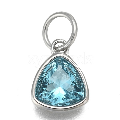 304 Stainless Steel Cubic Zirconia Pendant ZIRC-P080-B03-1