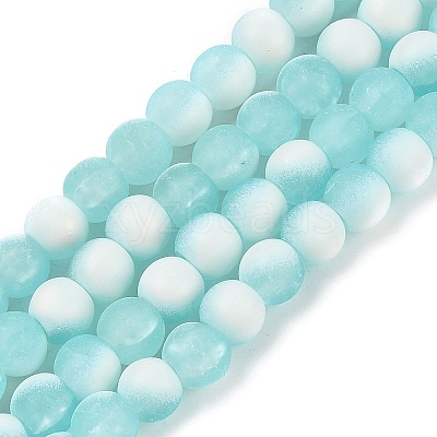 Frosted Crackle Glass Beads Strands GLAA-U001-6mm-M08-1