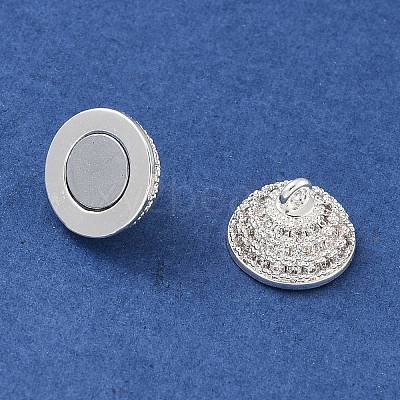 Brass Micro Pave Clear Cubic Zirconia Magnetic Clasps KK-P284-01B-S-1