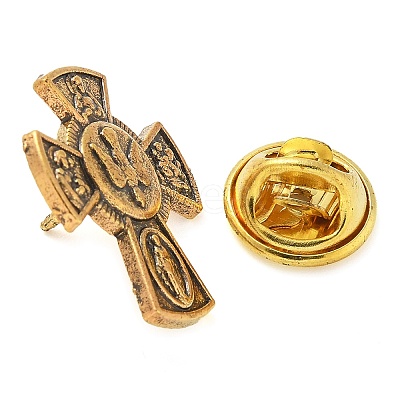Cross Alloy Black Enamel Pins Brooches JEWB-M049-01AG-01-1