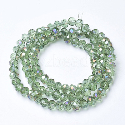 Electroplate Transparent Glass Beads Strands EGLA-A034-T6mm-F18-1