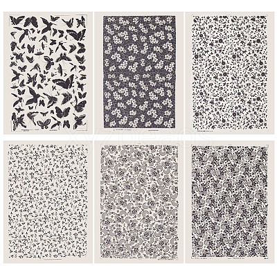 6Pcs 6 Styles Paper Ceramic Decals DIY-BC0015-05-1