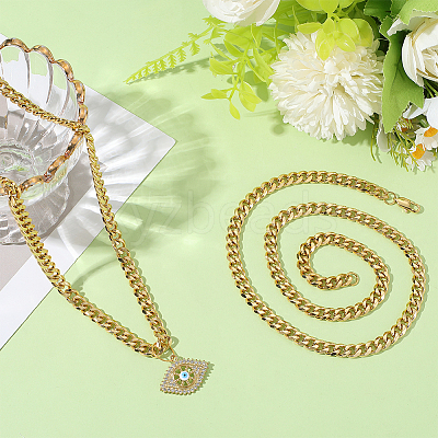 2Pcs 7mm Stainless Steel Cuban Link Chain Necklaces for Women Men NJEW-BBC0001-39A-1