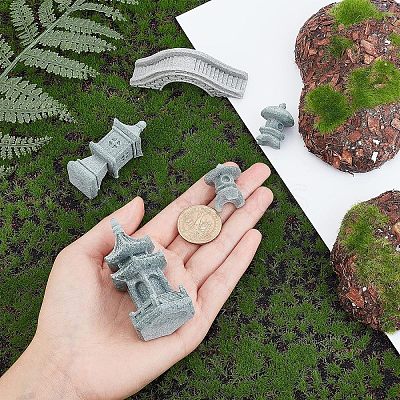 5Pcs 5 Style Chinese Pagoda Statue Stone Miniature Ornament AJEW-FH0002-53-1