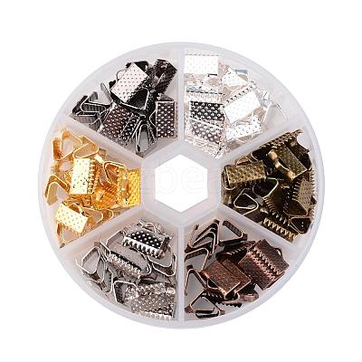 1Box 120PCS 6 Colors Iron Ribbon Crimp Ends IFIN-X0019-B-1
