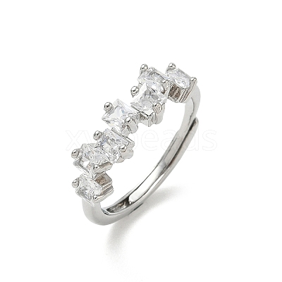 Adjustable Brass Micro Pave Cubic Zirconia Finger Rings RJEW-C163-26B-P-1