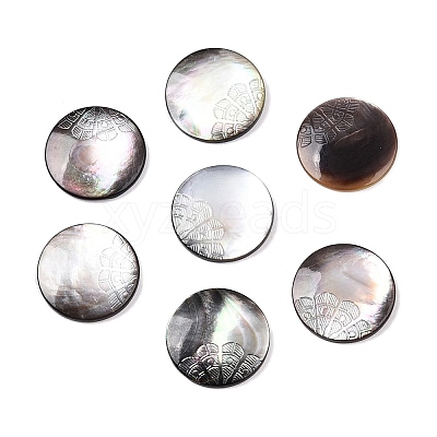 Natural Black Lip Shell Carved Cabochons SSHEL-T017-04B-1