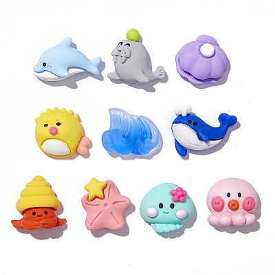 Ocean Theme Opaque Resin Decoden Cabochons X-OCEA-PW0001-77-1