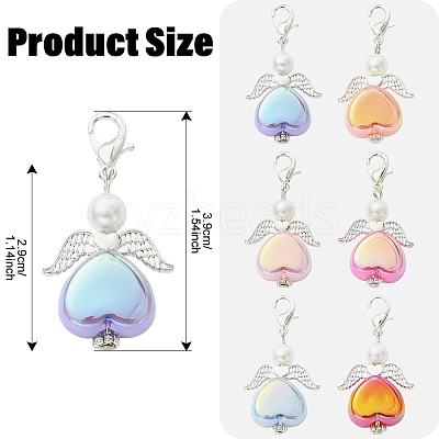 12Pcs 6 Colors Glass Pearl & Alloy Pendant Decorations HJEW-YW00350-1