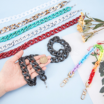 7Pcs 7 Colors Acrylic Chain Purse Bag Handle & Eyeglasses Chains AJEW-PH0001-57-1