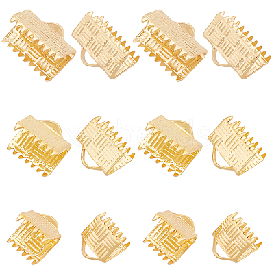 60Pcs 3 Size Long-Lasting Plated Brass Ribbon Ends KK-BBC0008-38-1