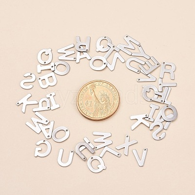 Tarnish Resistant 201 Stainless Steel Letter Charms STAS-S036-M-1