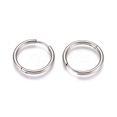 Tarnish Resistant 304 Stainless Steel Huggie Hoop Earrings EJEW-G272-02-16mm-P-1
